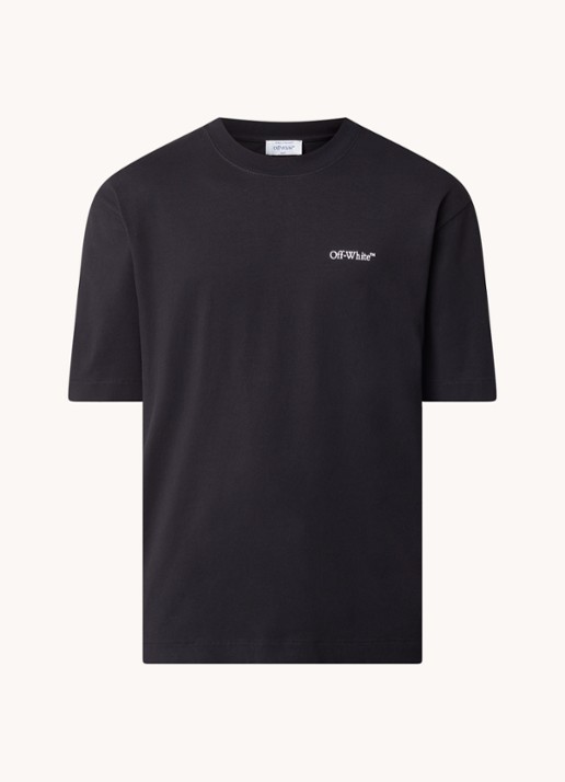 Off-White Lunar T-shirt met logo- en backprint - voorkant 2 zwart