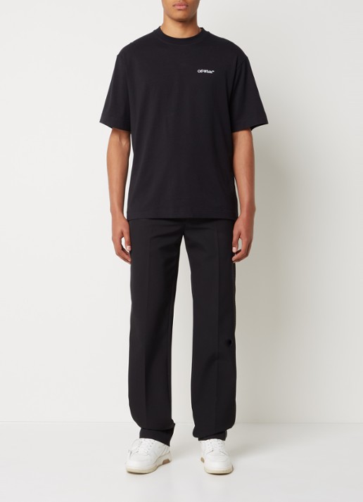 Off-White Lunar T-shirt met logo- en backprint - voorkant 3 zwart
