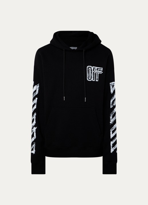 Off-White Motion hoodie met logo- en backprint - voorkant zwart
