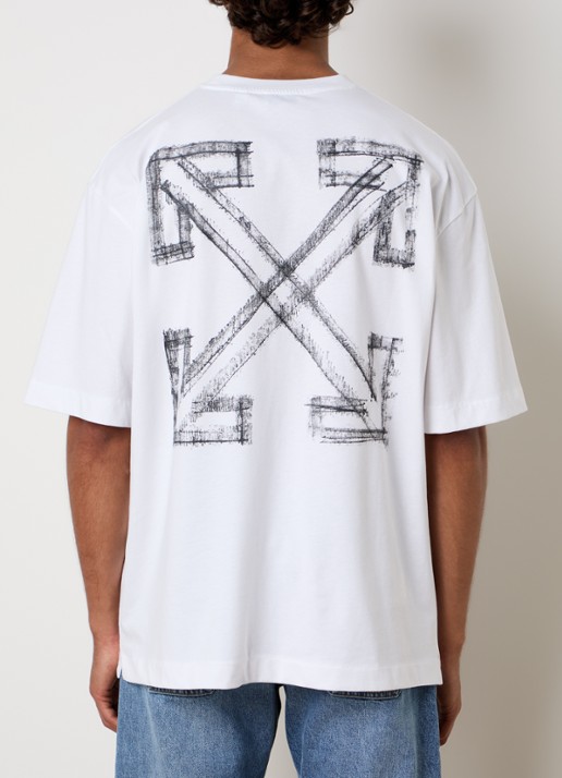 Off-White Motion T-shirt met logo- en backprint