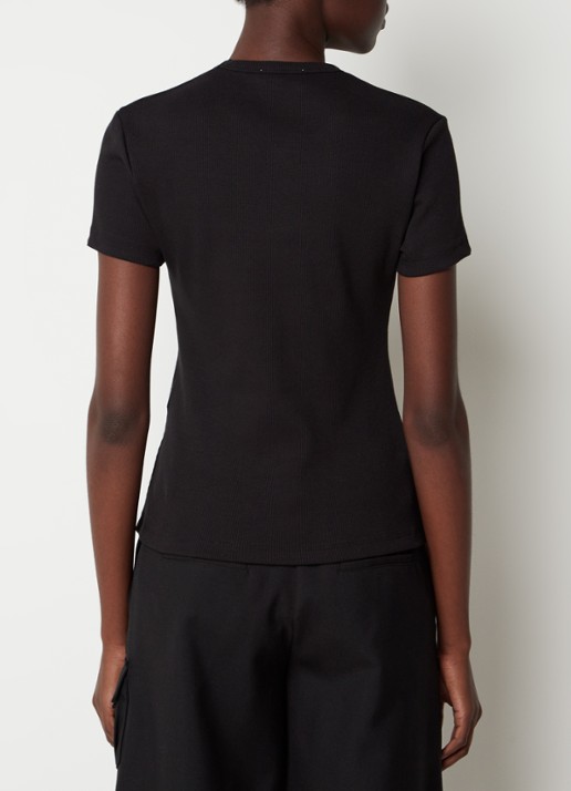 Off-White Off Stamp ribgebreide T-shirt met logo - achterkant zwart