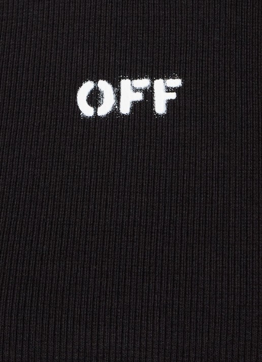 Off-White Off Stamp ribgebreide T-shirt met logo - detail 5 zwart