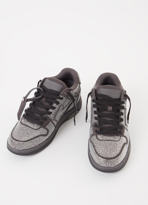 Off-White Out Of Office sneaker met kalfsleren details en strass - detail zwart