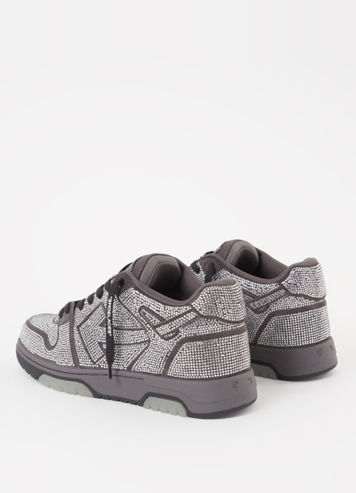 Off-White Out Of Office sneaker met kalfsleren details en strass - detail 2 zwart
