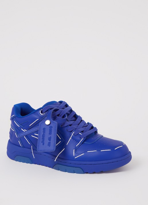 Off-White Out Of Office sneaker met leren details - voorkant donkerblauw