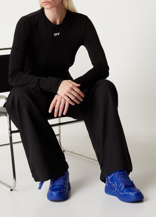Off-White Out Of Office sneaker met leren details - voorkant 2 donkerblauw