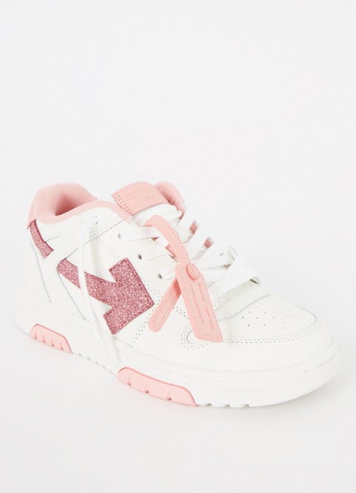 Off-White Out Of Office sneaker van kalfsleer met glitter - voorkant 3 wit