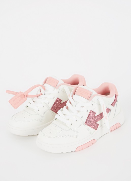Off-White Out Of Office sneaker van kalfsleer met glitter - voorkant 4 wit