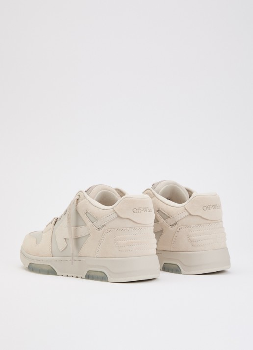 Off-White Out Of Office sneaker van kalfsleer met kalfssuède details - achterkant beige