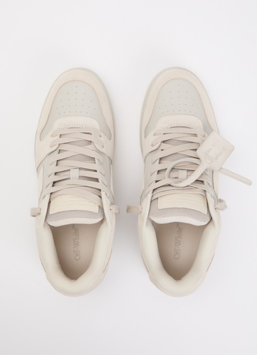 Off-White Out Of Office sneaker van kalfsleer met kalfssuède details - detail 4 beige