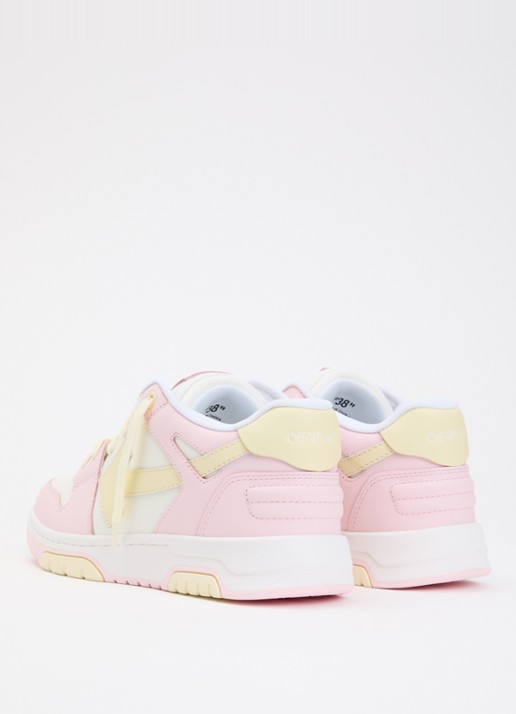 Off-White Out Of Office sneaker van kalfsleer met mesh details - achterkant 3 lichtroze