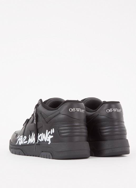 Off-White Out Of Office sneaker van kalfsleer met print - achterkant zwart