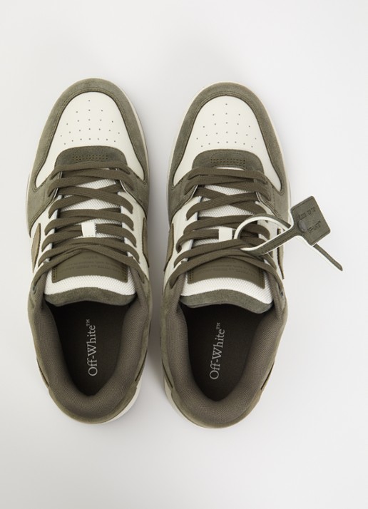 Off-White Out Of Office sneaker van kalfsleer met suède details - detail 3 olijfgroen