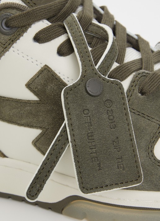 Off-White Out Of Office sneaker van kalfsleer met suède details - detail 5 olijfgroen