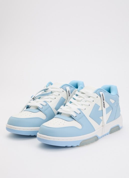 Off-White Out Of Office sneaker van kalfsleer - detail 4 lichtblauw