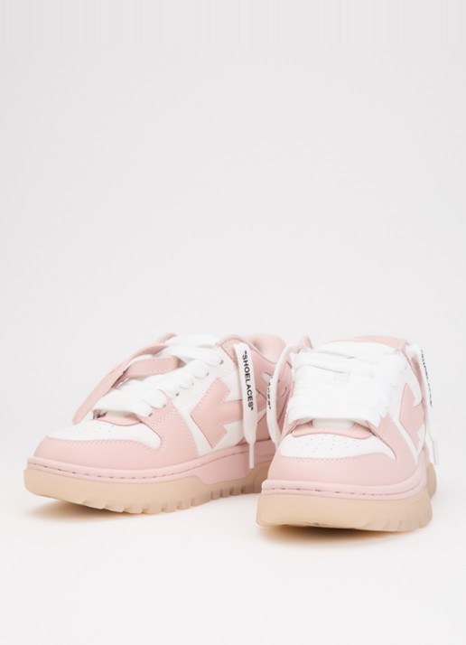 Off-White Out Of Office sneaker van kalfsleer - detail zalmroze