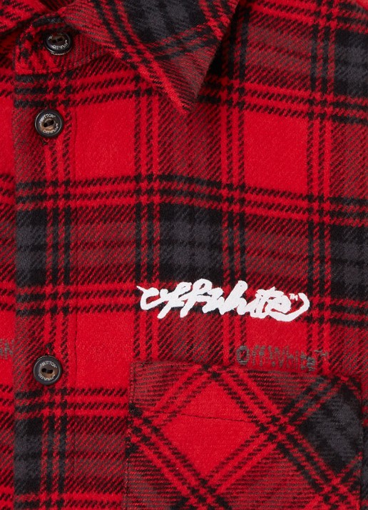 Off-White Overhemd van flanel met ruitdessin - detail 3 rood