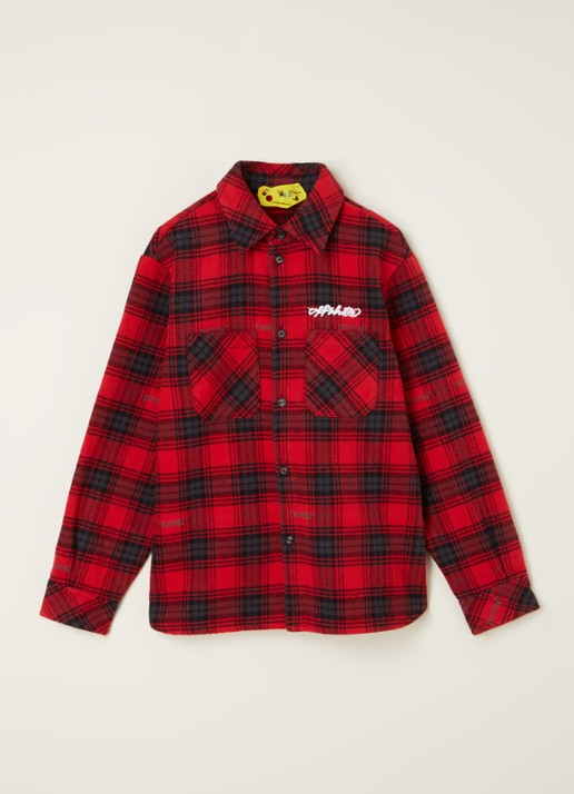 Off-White Overhemd van flanel met ruitdessin - voorkant rood