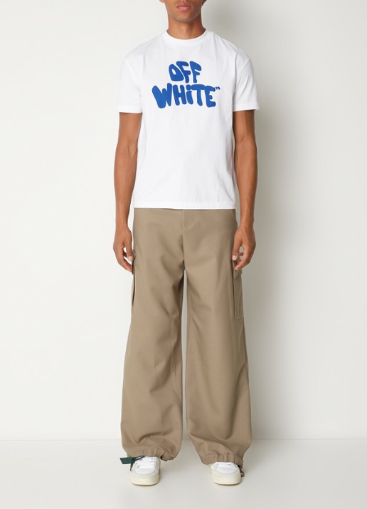 Off-White Ow Emb Drill wide fit cargobroek met klepzakken - voorkant 3 beige