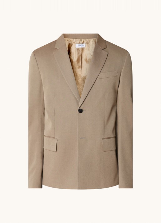 Off-White Ow Emb regular fit colbert van wol met klepzakken - voorkant 5 beige