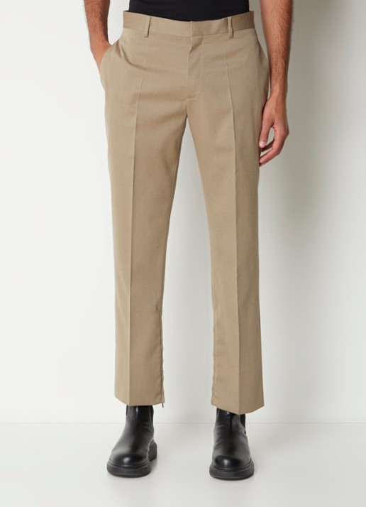 Off-White Ow straight fit pantalon van wol met ritsdetail - detail 3 donkerbeige