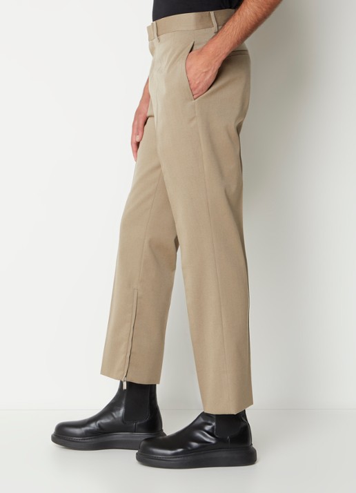 Off-White Ow straight fit pantalon van wol met ritsdetail - detail 4 donkerbeige