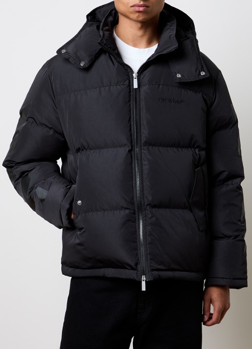 Off-White Puffer jack met donsvulling en afneembare capuchon - achterkant 6 zwart
