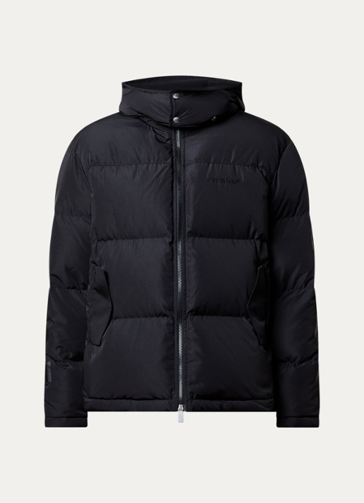 Off-White Puffer jack met donsvulling en afneembare capuchon - voorkant 4 zwart
