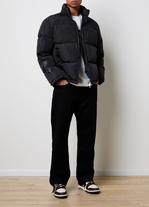 Off-White Puffer jack met donsvulling en afneembare capuchon - voorkant 5 zwart