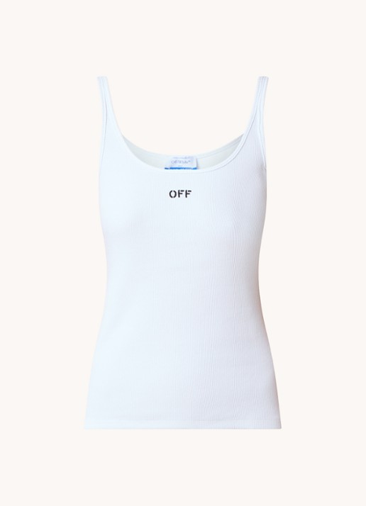 Off-White Ribgebreide tanktop met logoborduring - voorkant 2 wit