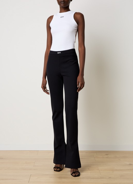 Off-White Ribgebreide tanktop met logoborduring - voorkant 2 gebroken wit