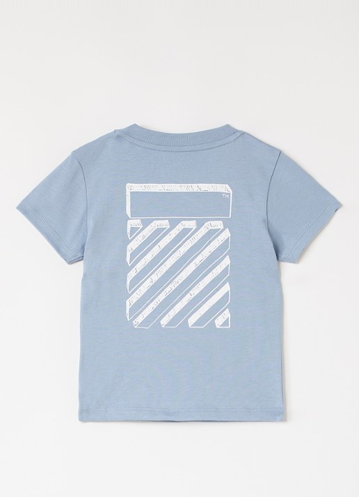 Off-White Scribble Diag T-shirt met logo- en backprint - voorkant 2 staalblauw