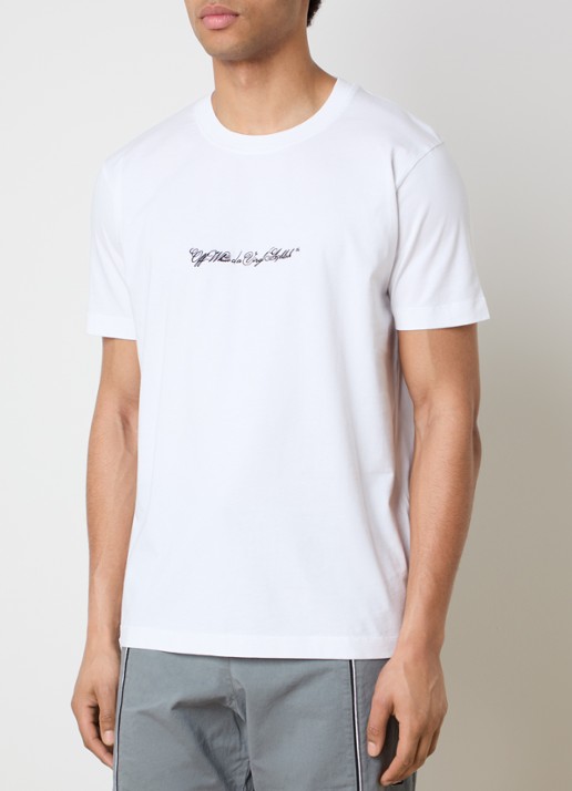 Off-White Script Arrow T-shirt met logoborduring - achterkant 5 wit