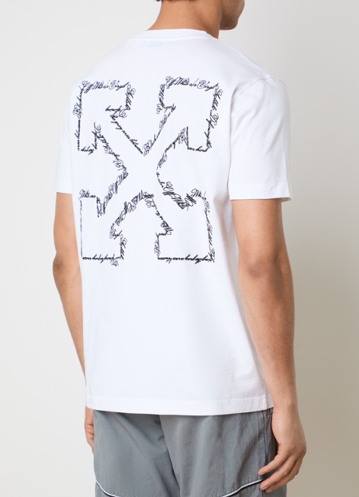 Off-White Script Arrow T-shirt met logoborduring - detail 3 wit