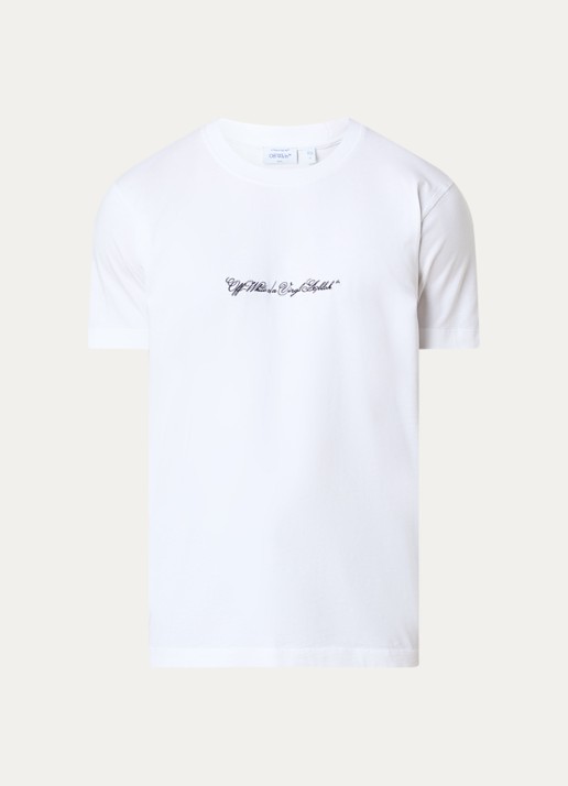 Off-White Script Arrow T-shirt met logoborduring - voorkant wit