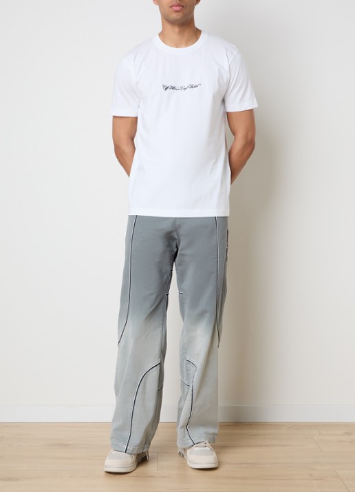 Off-White Script Arrow T-shirt met logoborduring - voorkant 2 wit