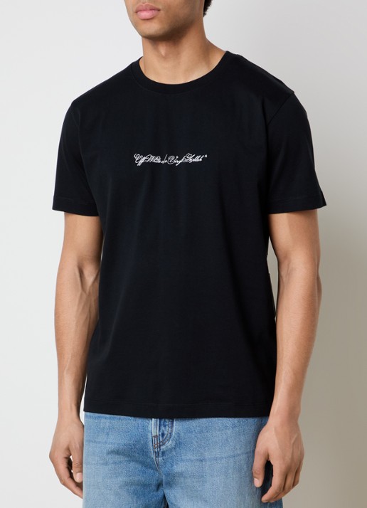 Off-White Script Arrow T-shirt met logoborduring - achterkant 5 zwart