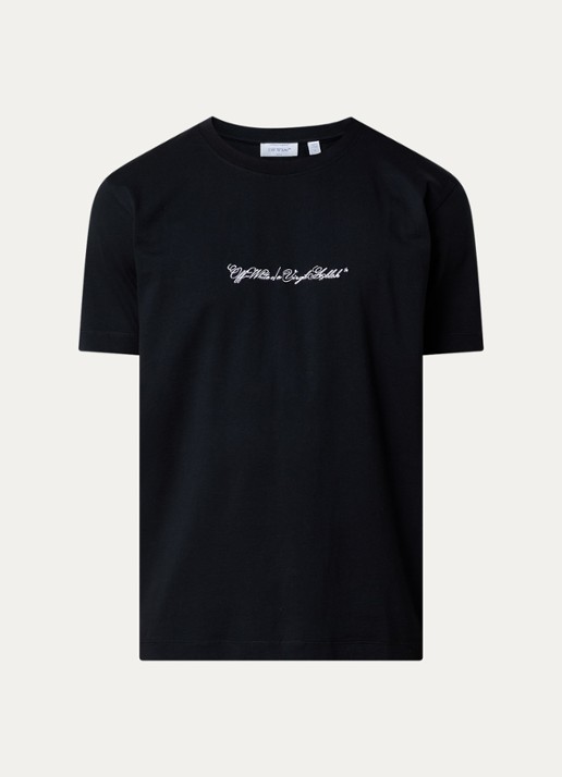 Off-White Script Arrow T-shirt met logoborduring - voorkant 3 zwart