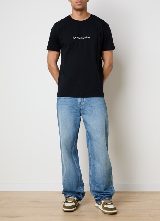 Off-White Script Arrow T-shirt met logoborduring - voorkant 4 zwart