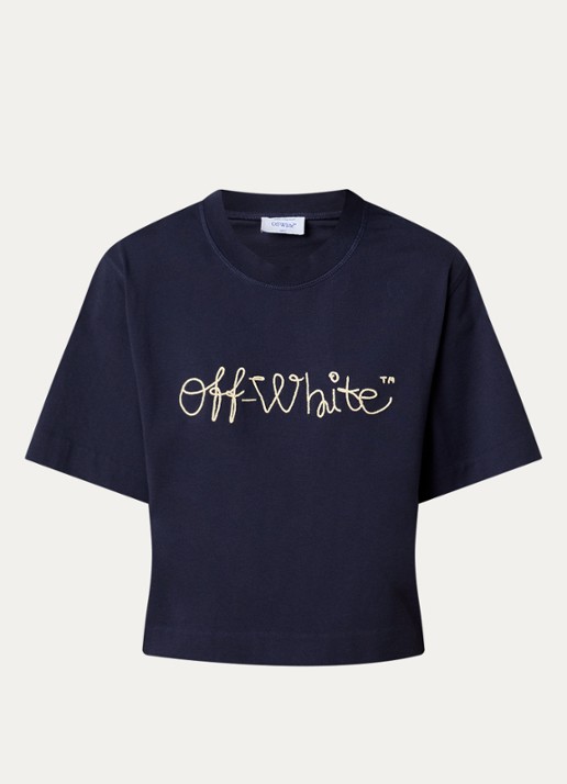 Off-White Script T-shirt met logo - voorkant 2 donkerblauw