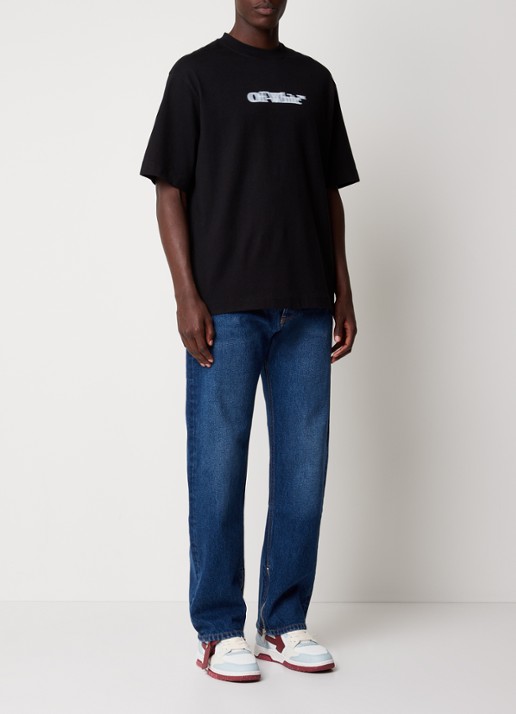 Off-White Sliding Book Skate T-shirt met logoprint  - voorkant 5 zwart