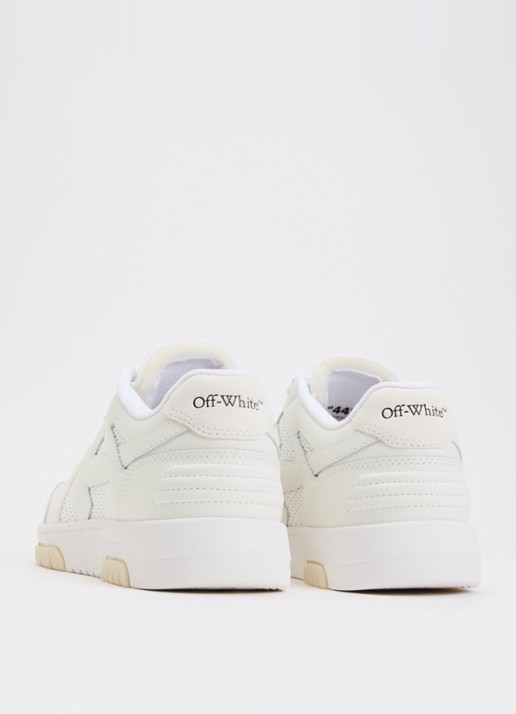Off-White Slim Out Of Office sneaker met details van leer en suède - achterkant gebroken wit