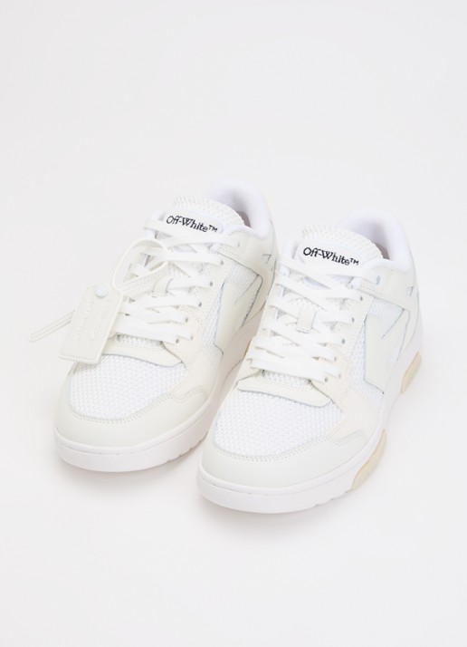Off-White Slim Out Of Office sneaker met details van leer en suède - detail 2 gebroken wit