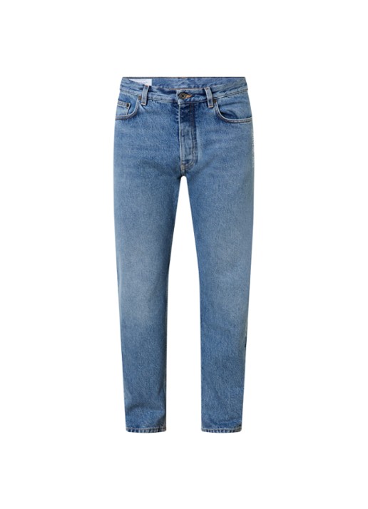 Off-White Straight leg jeans met medium wassing en logo - voorkant 2 indigo