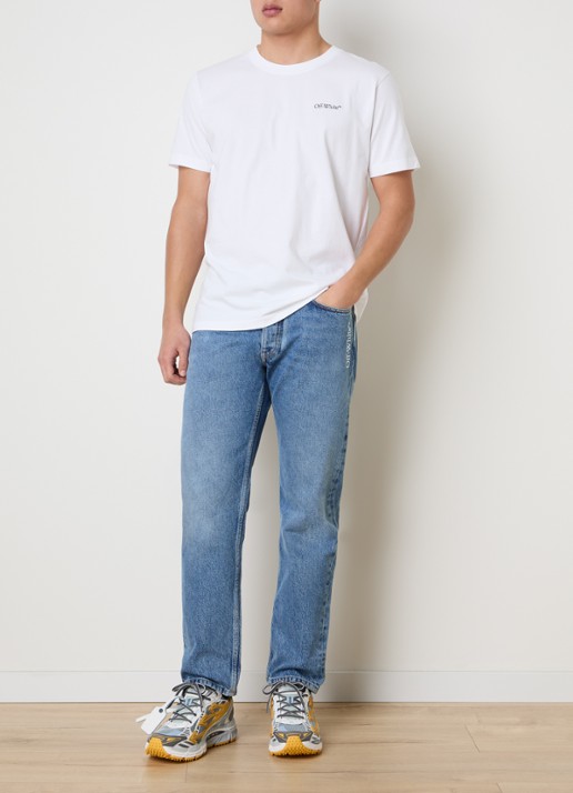 Off-White Straight leg jeans met medium wassing en logo - voorkant 3 indigo