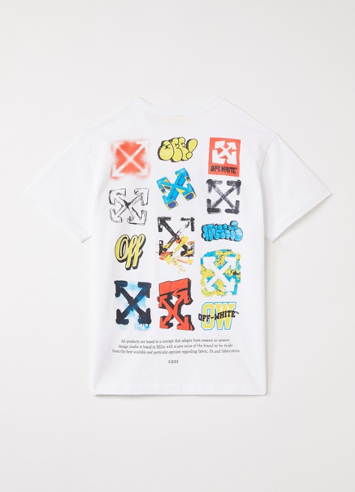 Off-White T-shirt met logo- en backprint - voorkant 2 wit