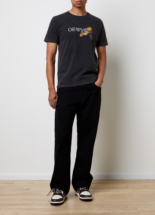 Off-White T-shirt met logo- en backprint - voorkant 3 antraciet