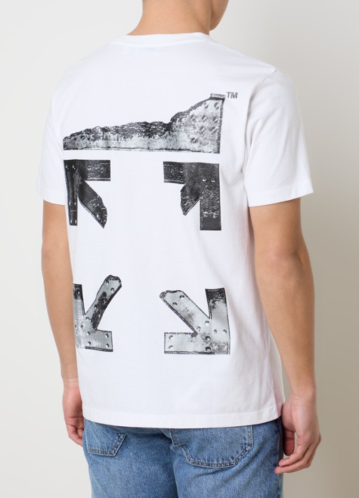 Off-White T-shirt met logo- en backprint - detail 4 wit