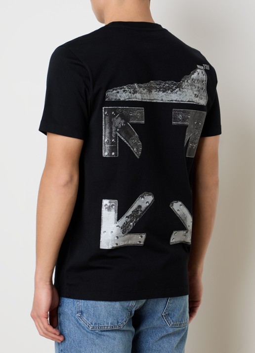 Off-White T-shirt met logo- en backprint