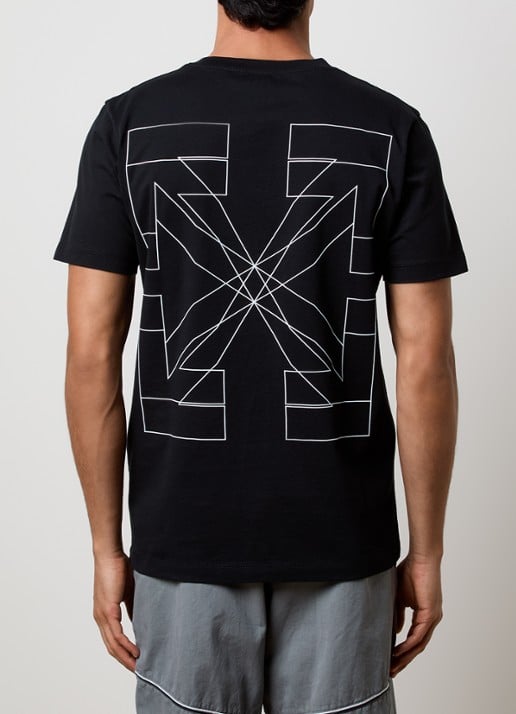 Off-White T-shirt met logo- en backprint